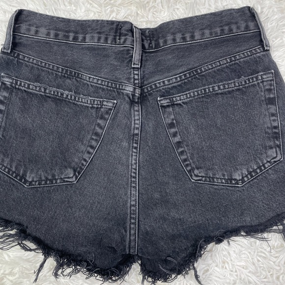 Agolde Shorts Womens 25 Black Denim Cut Off Jeans High Waist Button Fly Frayed - Picture 13 of 14